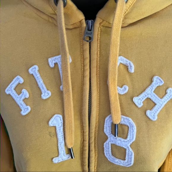 Abercrombie & Fitch Yellow Zip Up Hoodie (Large) - Picture 3 of 6
